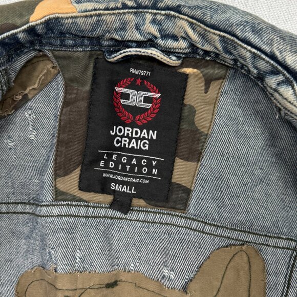 Jordan Craig Denim Jacket Freedom Camouflage Paint Splatter Distressed Size S - Picture 10 of 12